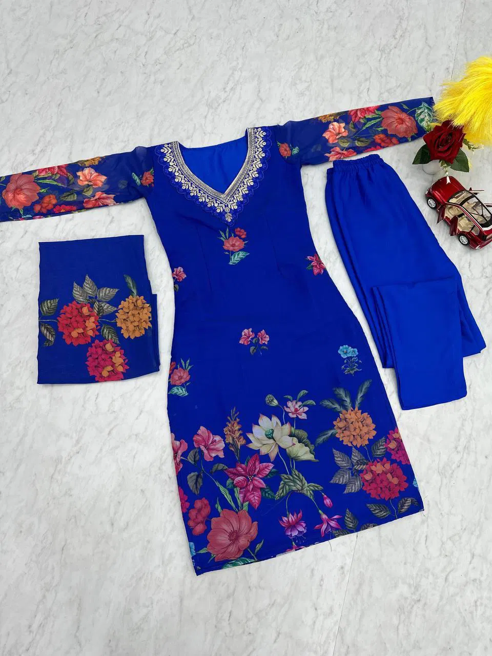 
Pc 433 Faux Georgette Embroidery Thread Work Top Bottom With Dupatta Wholesale Market In Surat
